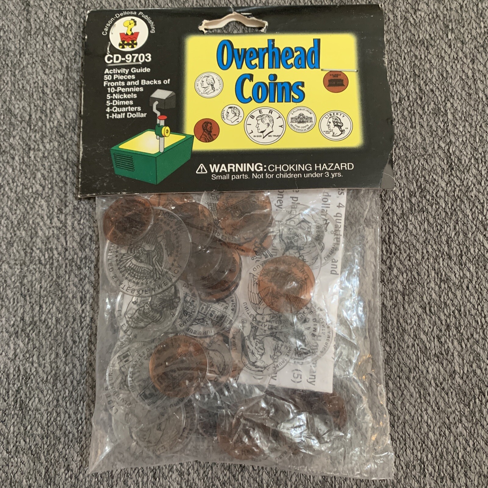 Overhead Coins Set 50 pieces & Activity Guide Carson Dellosa ~ NEW