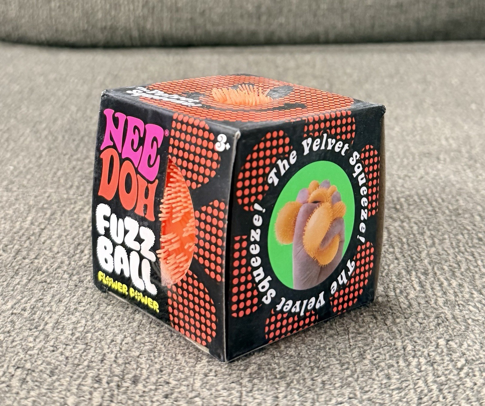ORANGE Needoh FUZZ BALL Flower Power Nee Doh Squish Stress Ball NEE-DOH Fuzzball