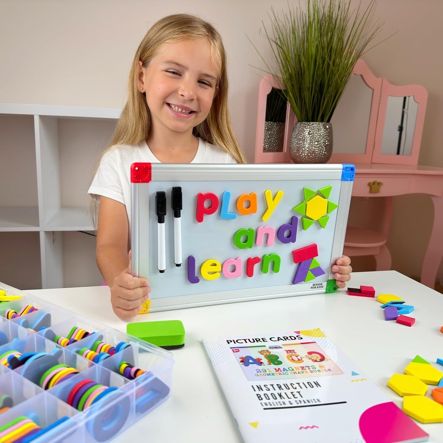 Magnetic Alphabet Letters Set with Double-Sided Whiteboard