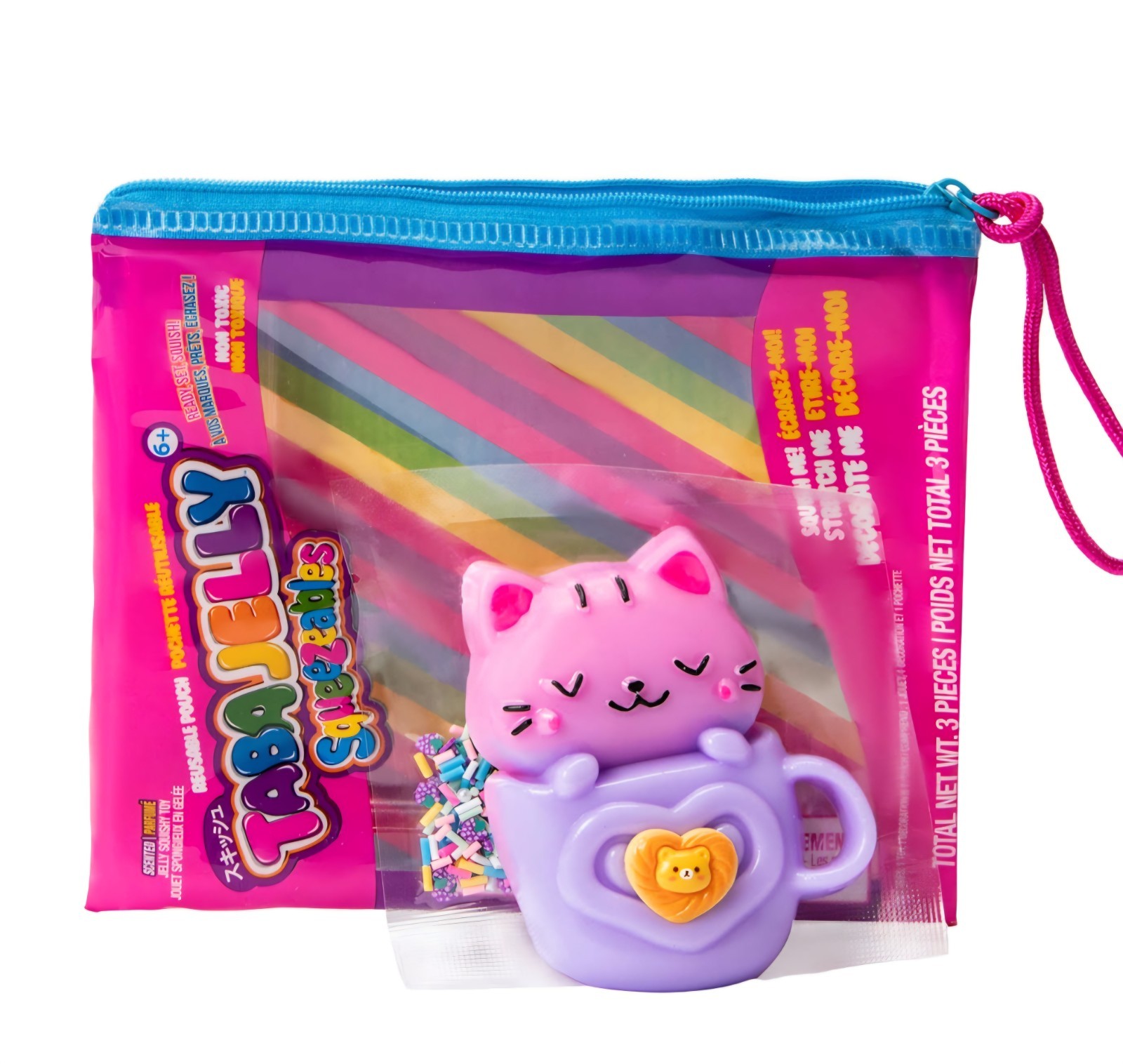 Taba Jelly Squeezeables Pink Cat Mug Squishy, Kaylee Kitty Squishi Squeeze Toy