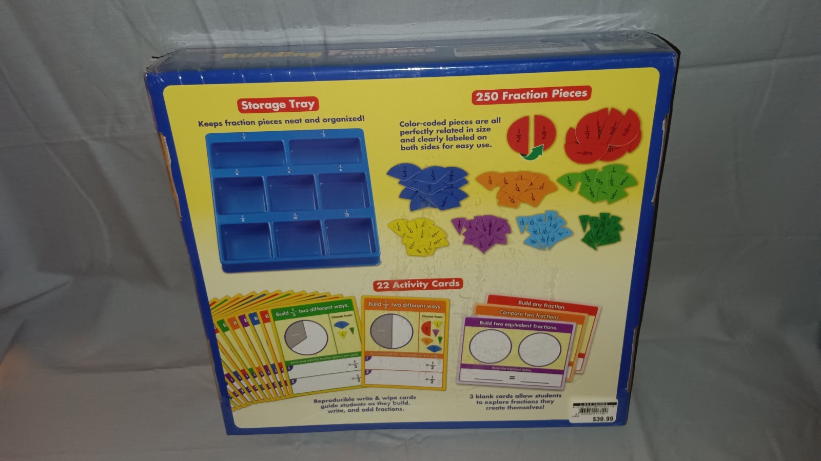 Lakeshore Building Fractions Activity Center Ages 8-11 22 Cards 250 Pieces HH978