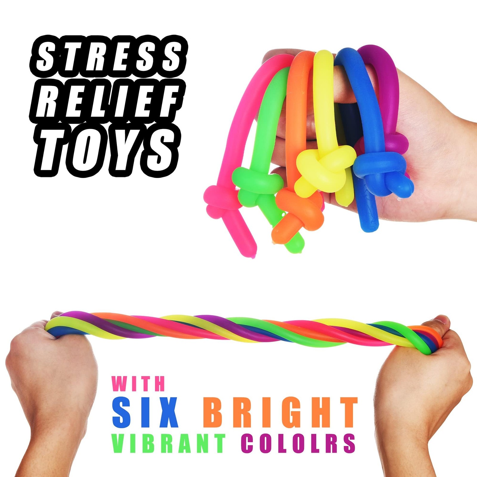 Rtinsd String Noodles Toys Large 12 pcs Stress Stretchy Strings 10.2 inches