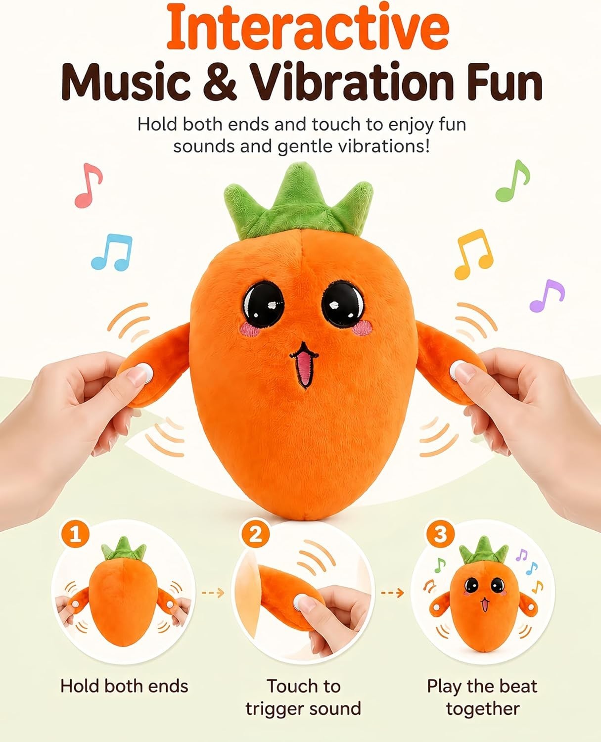 Magic Touch Interactive Music Plush Toy,Soft Baby Musical Sensory Toy with Sound