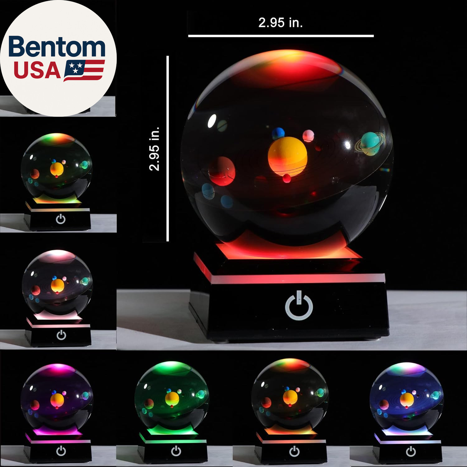 3D Solar System Model Crystal Ball 80Mm 3.15Inch – Outer Space Astronomy Gifts R
