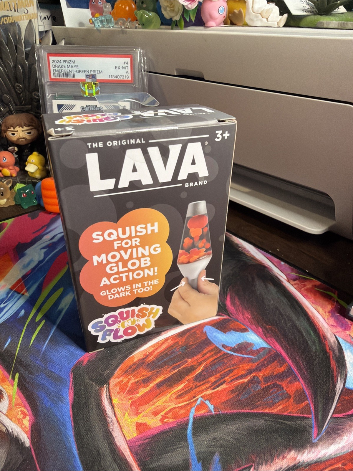 Schylling Lava Squish N Flow Squishy NeeDoh Glow In The Dark Orange Lava Lamp