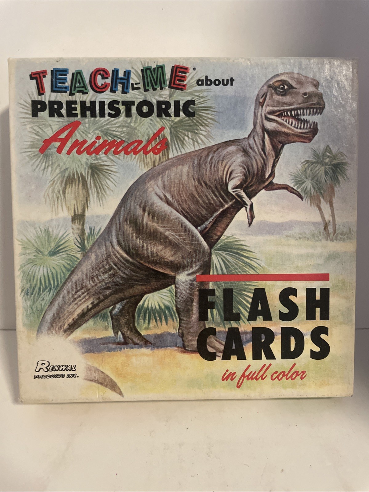 Vintage 1968 Teach Me Prehistoric Animals Flash Cards Dinosaurs 48 Cards