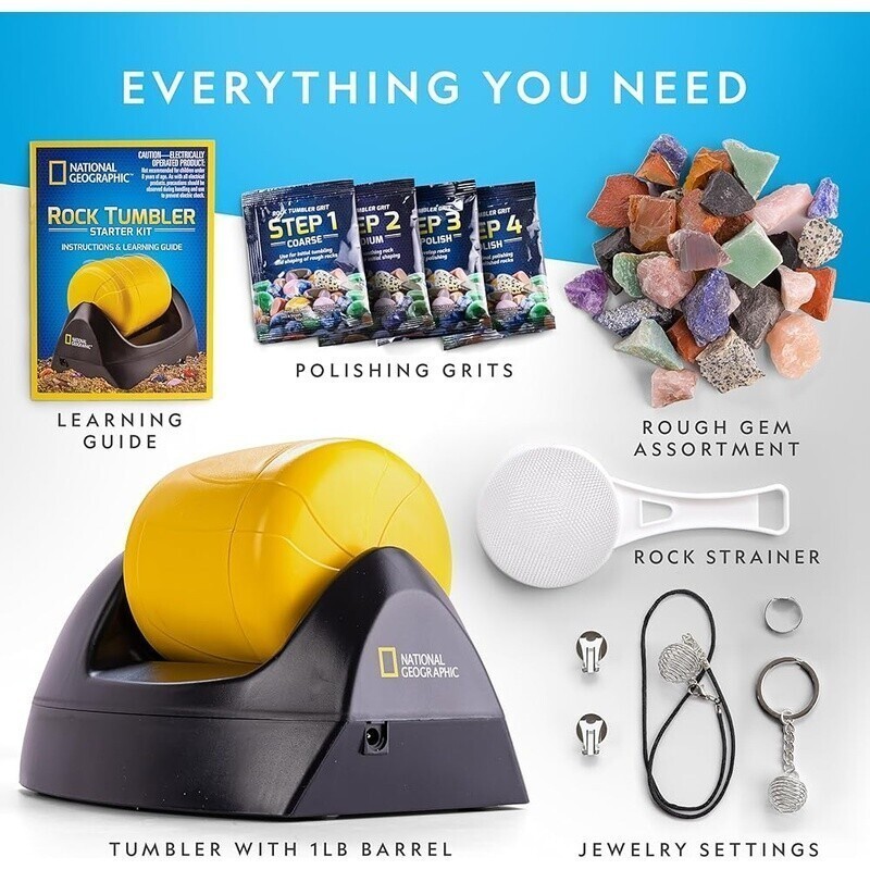 4 Lb Rock Tumbling Kit Durable Polisher STEM Educational Geology Science Kids US
