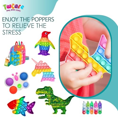 120 Pcs Fidget Toys Pack, Pop Sensory Party Favors Set Gifts for Kids Adults