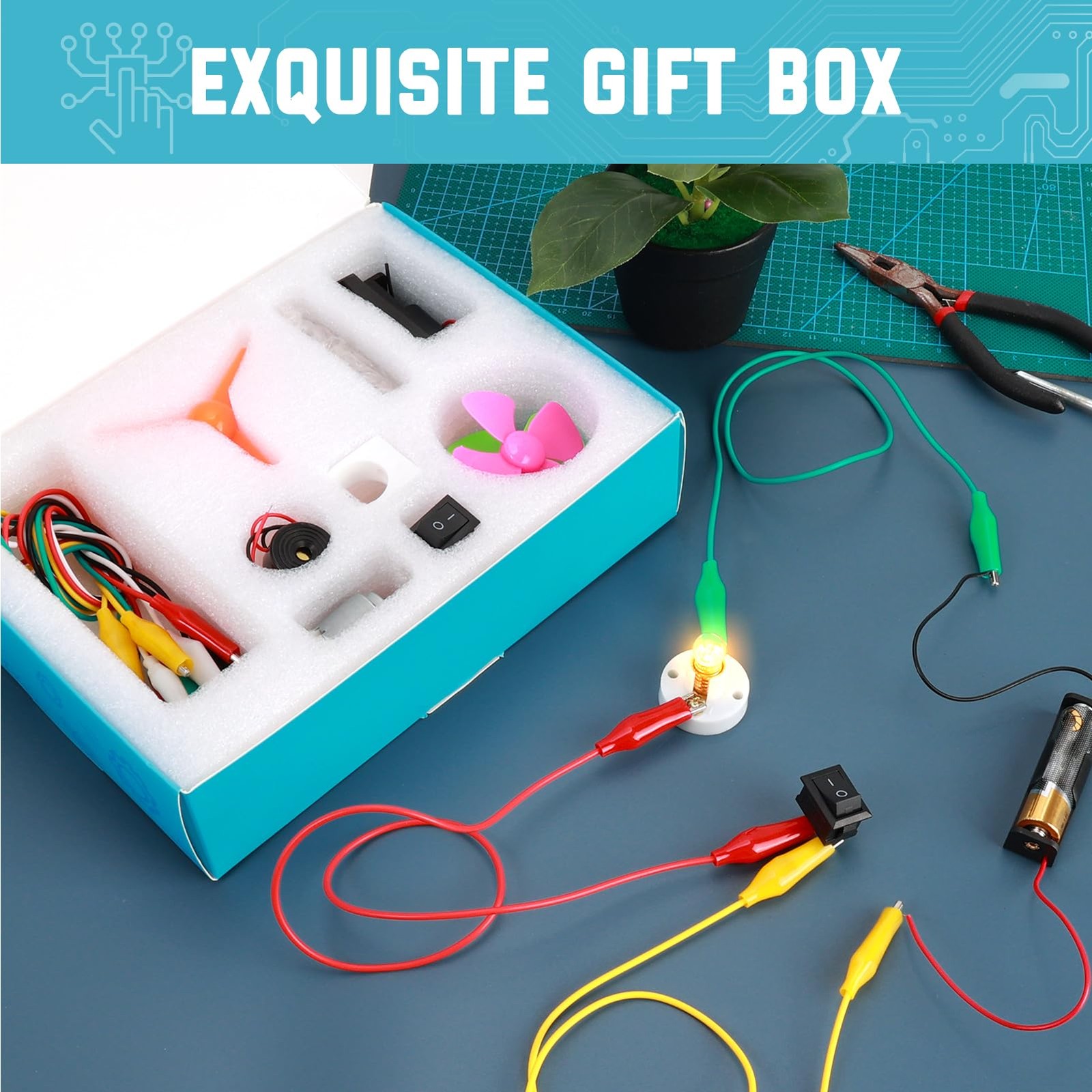Sntieecr Electric Circuit Motor Kit for Kids 8-12, Electric Motor Kit with Box f
