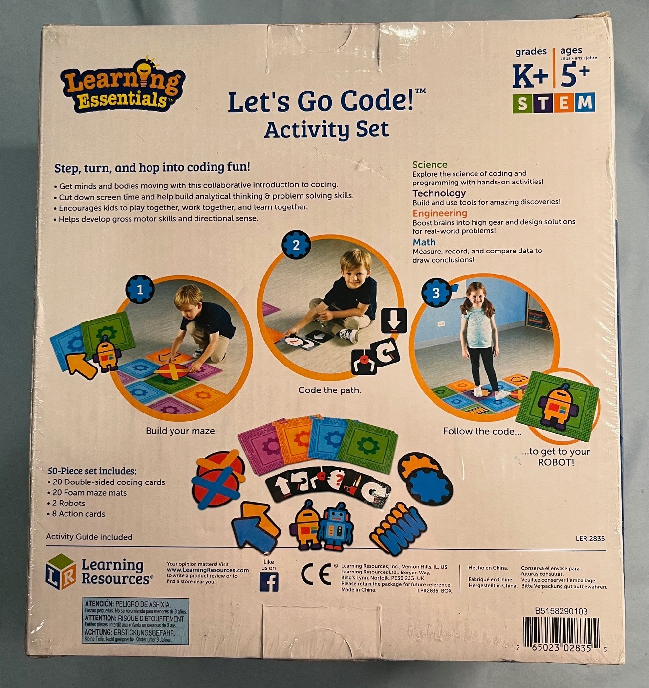 NEW Learning Resources STEM Lets Go Code! Activity Set 50 Pieces Design-Code-Go