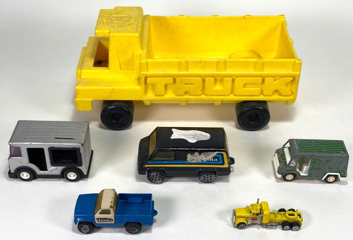 Mixed Lot of 6 Toy Trucks/Vans – Tuff Stuff, Tonka, Universal, Panel
