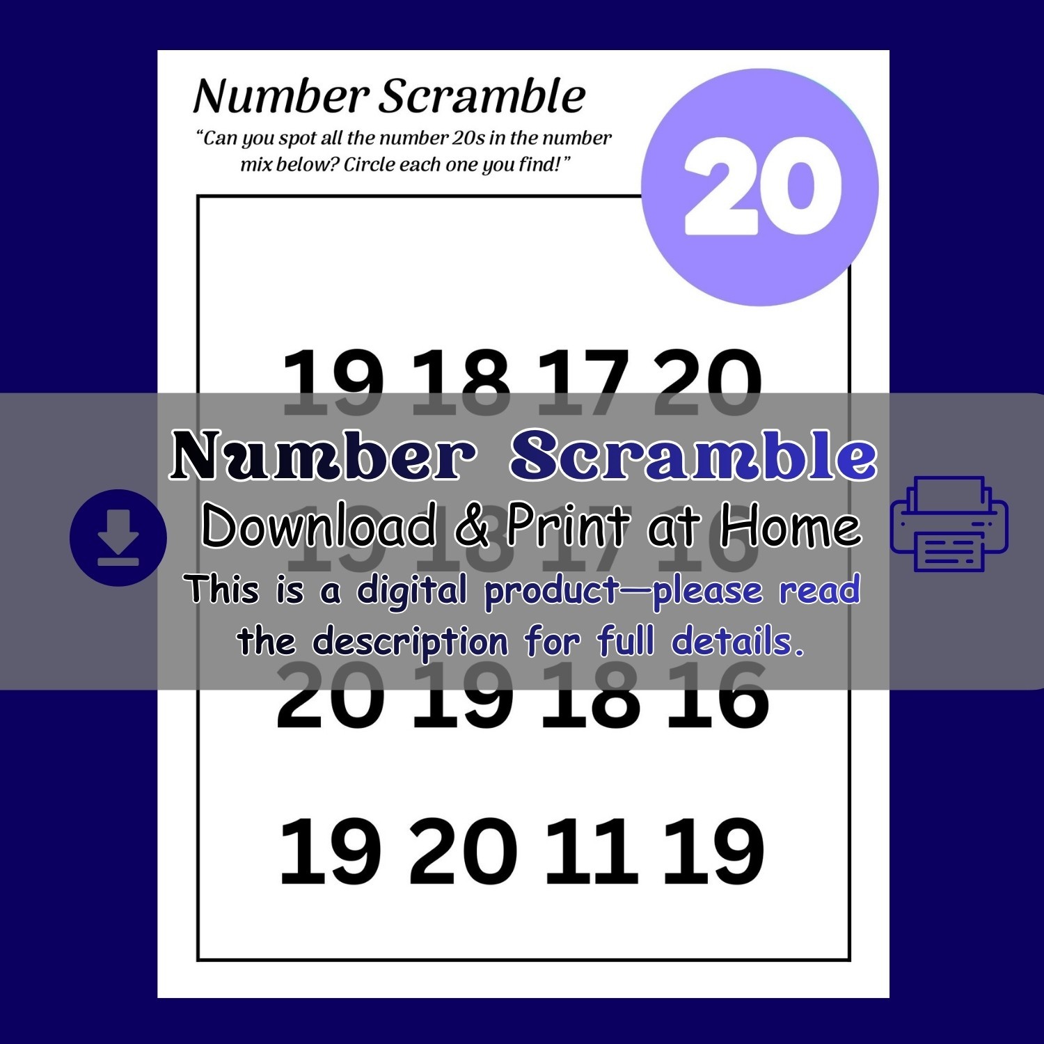 20 Number Scramble Worksheets for Kids | Number Hunt Activity Pages