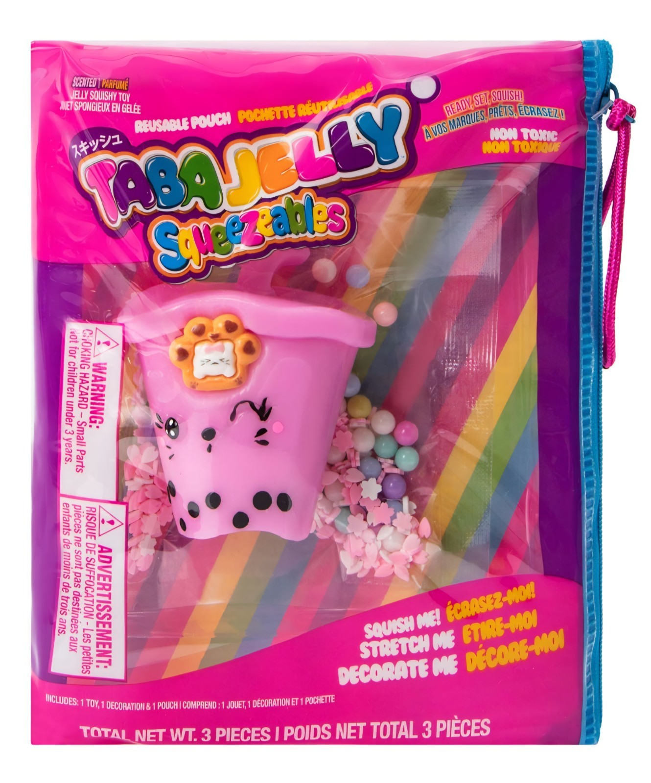 Taba Jelly Squeezeables Pink Boba Squishy, Bella Boba Squishi Squeeze Toy USA