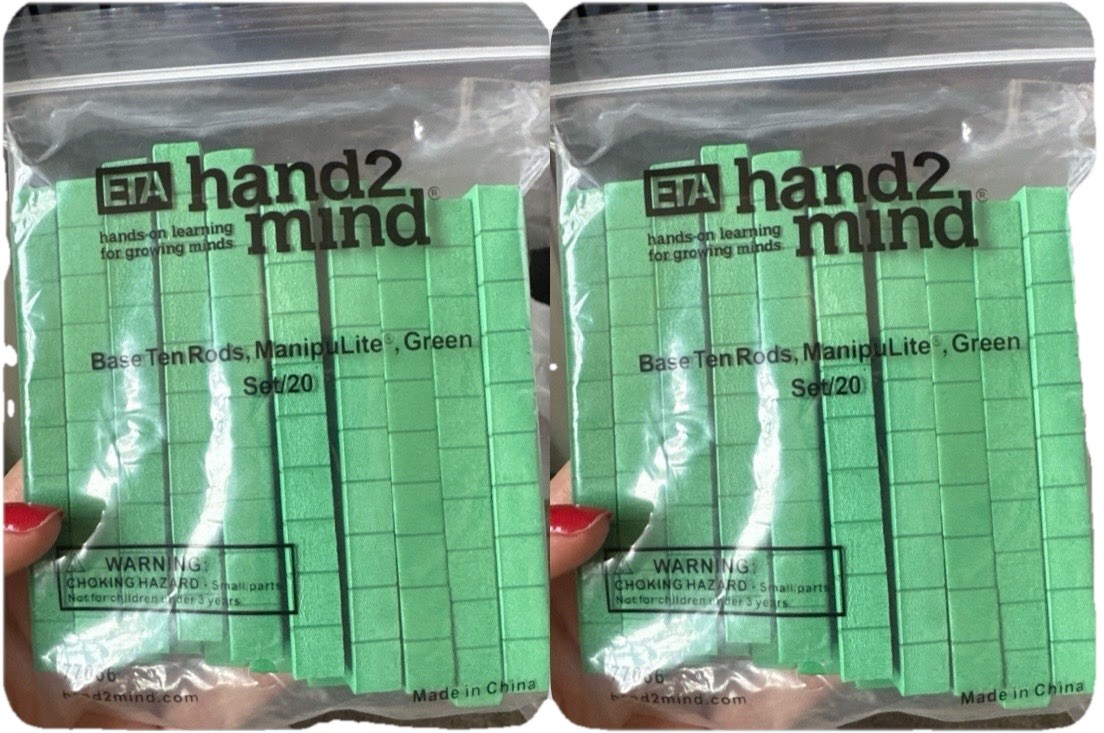 Hand2Mind Base Ten Rods Green Set of 40 Math Manipulatives Counting Blocks