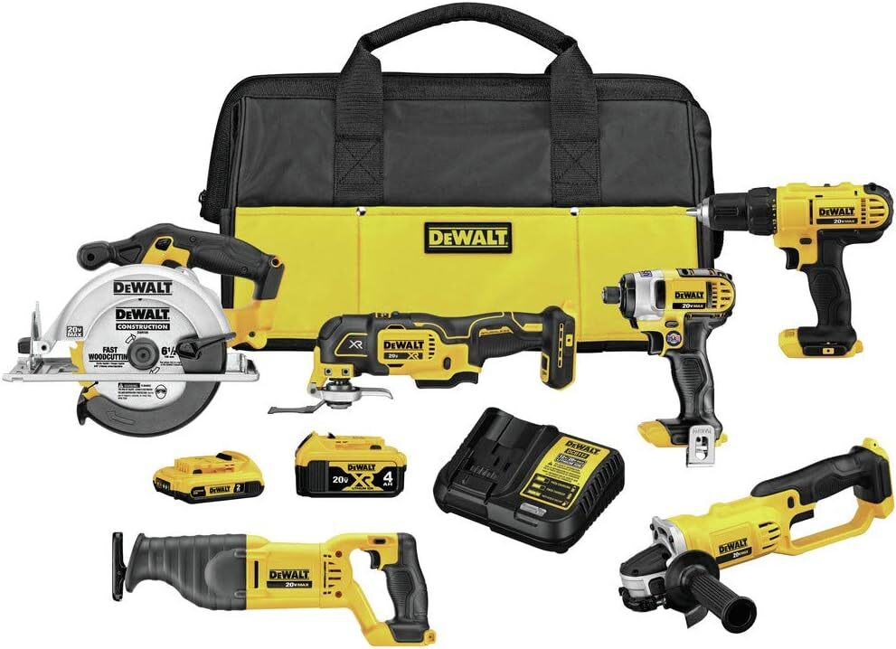 DEWALT 20V MAX Power Tool Combo Kit, 6-Tool Cordless Power Tool Set with Battery