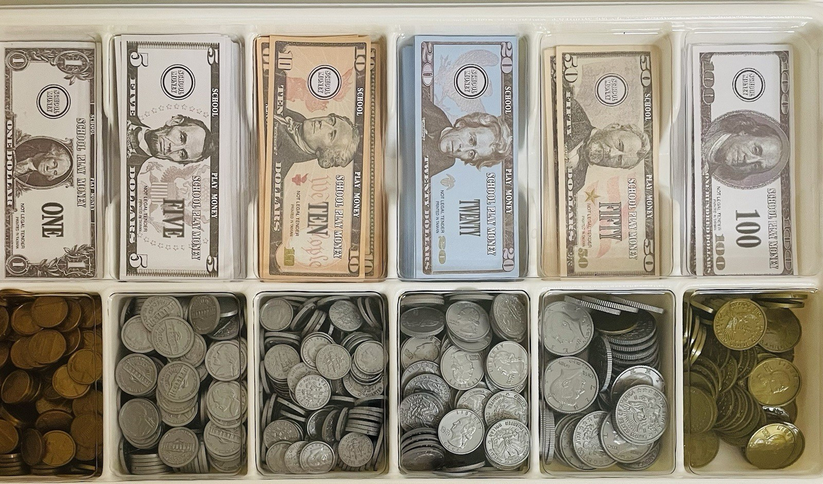 School Money Math Manipulatives Class Set Bills Coins No Tray Teacher Resource