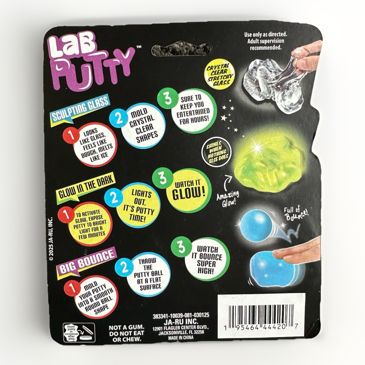 Lab Putty TRIPLE PACK ~ Big Bounce~ Crystal Clear & Glow in Dark Moldable Magic