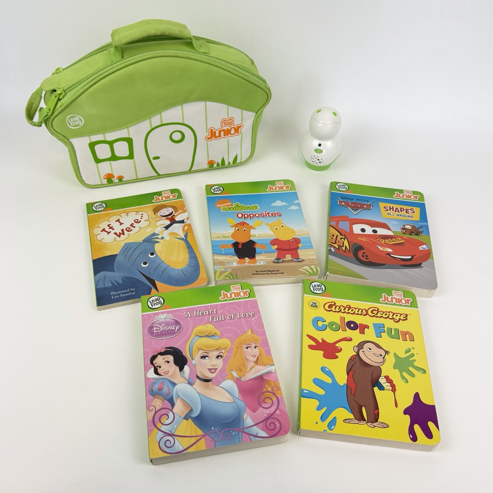 Leap Frog TAG Junior Reading System Kids + 5 Books with Reader & Tote Tested