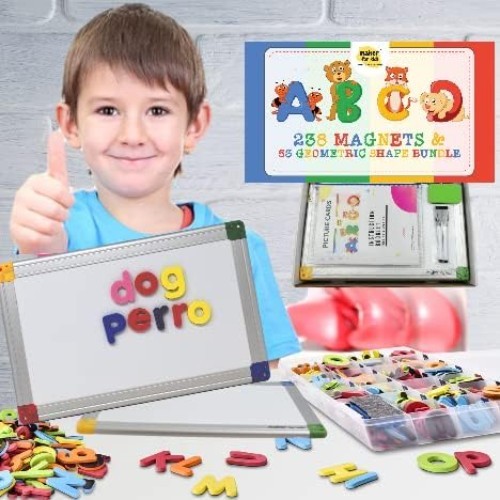 Magnetic Alphabet Letters Set with Double-Sided Whiteboard