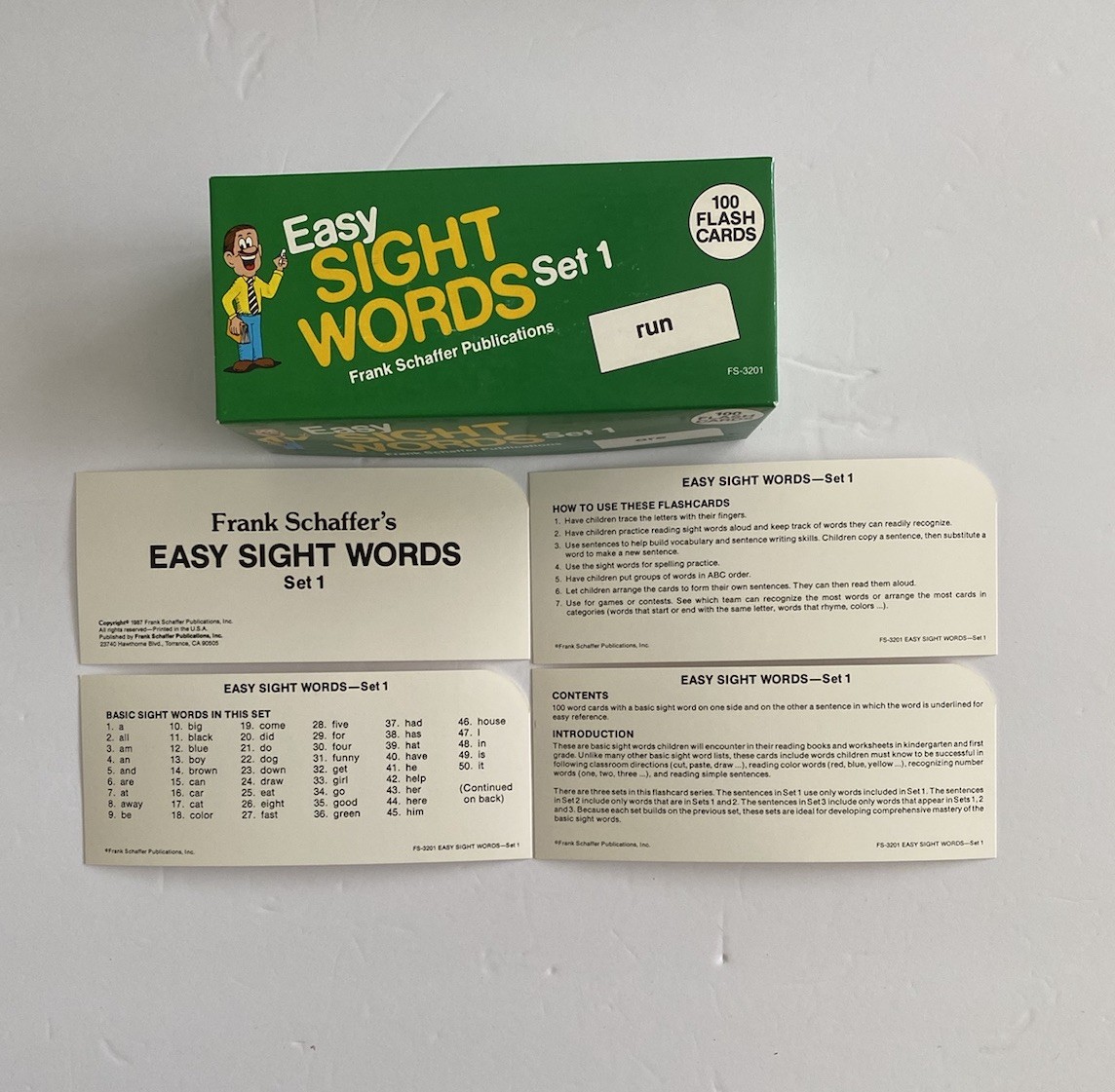 Vintage 1987 Frank Schaffer’s Easy Sight Words Box Set 1 #100 Flash Cards