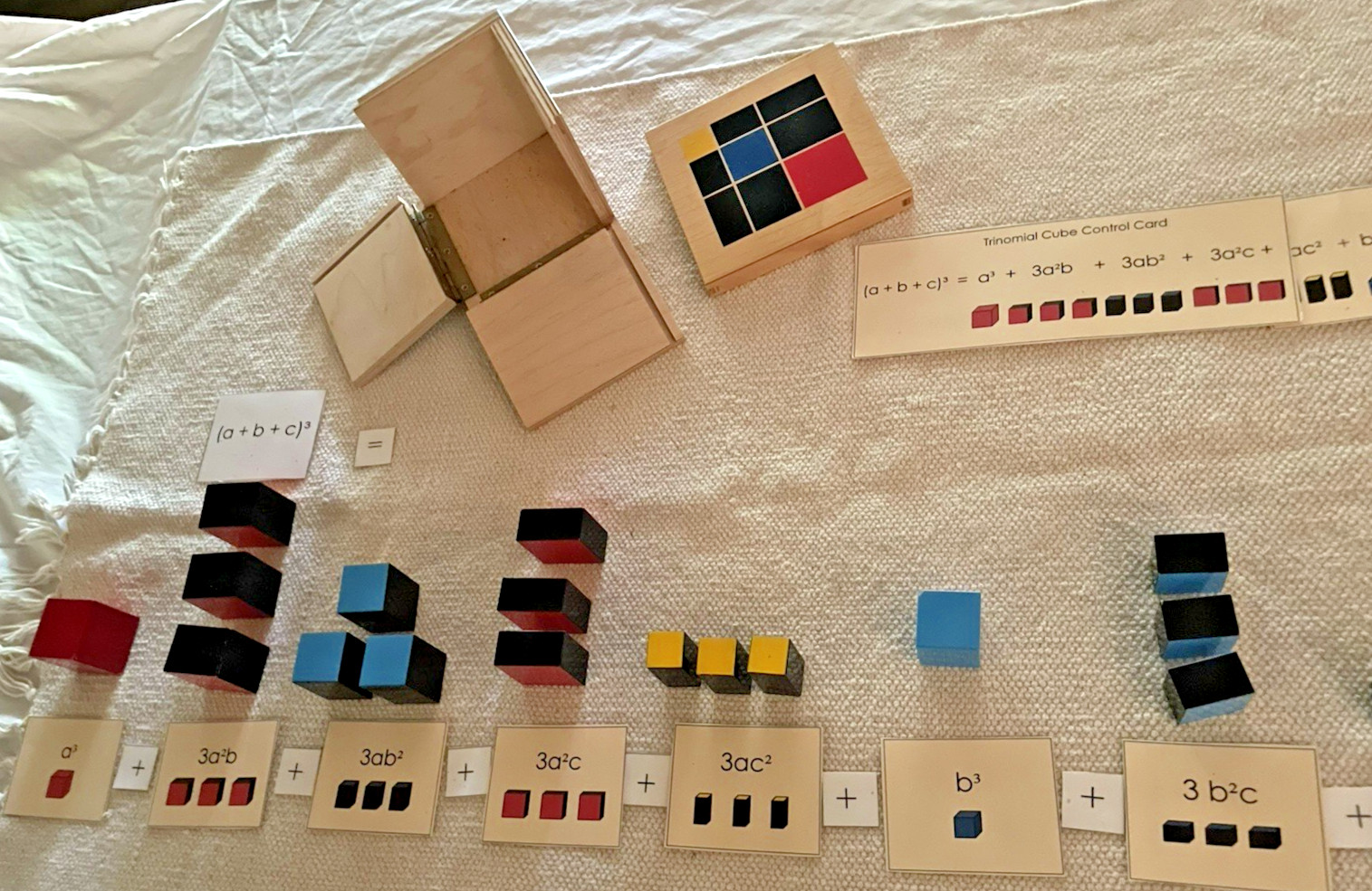 Montessori Trinomical Cube with Equation and Control Cards plus Work mat