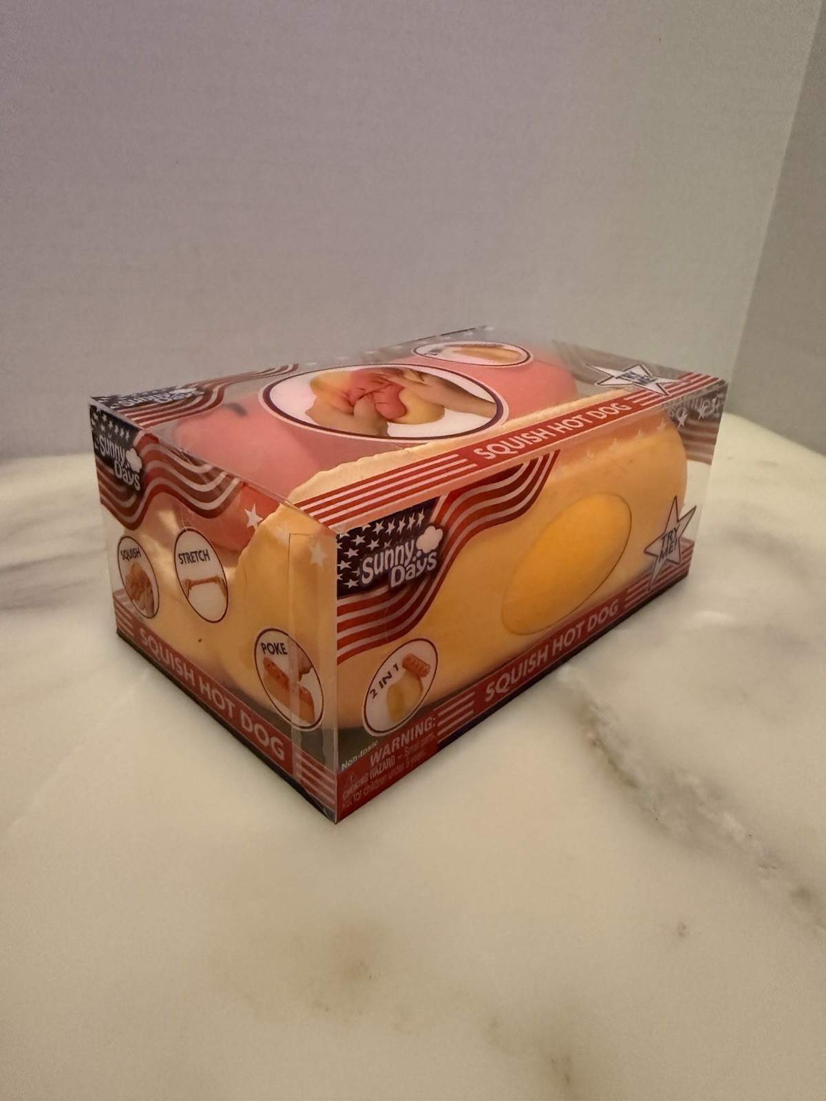 Sunny Days Jumbo Hot Dog Bun Squeeezy Squishy Toy Sensory Viral Squeezy Hotdog