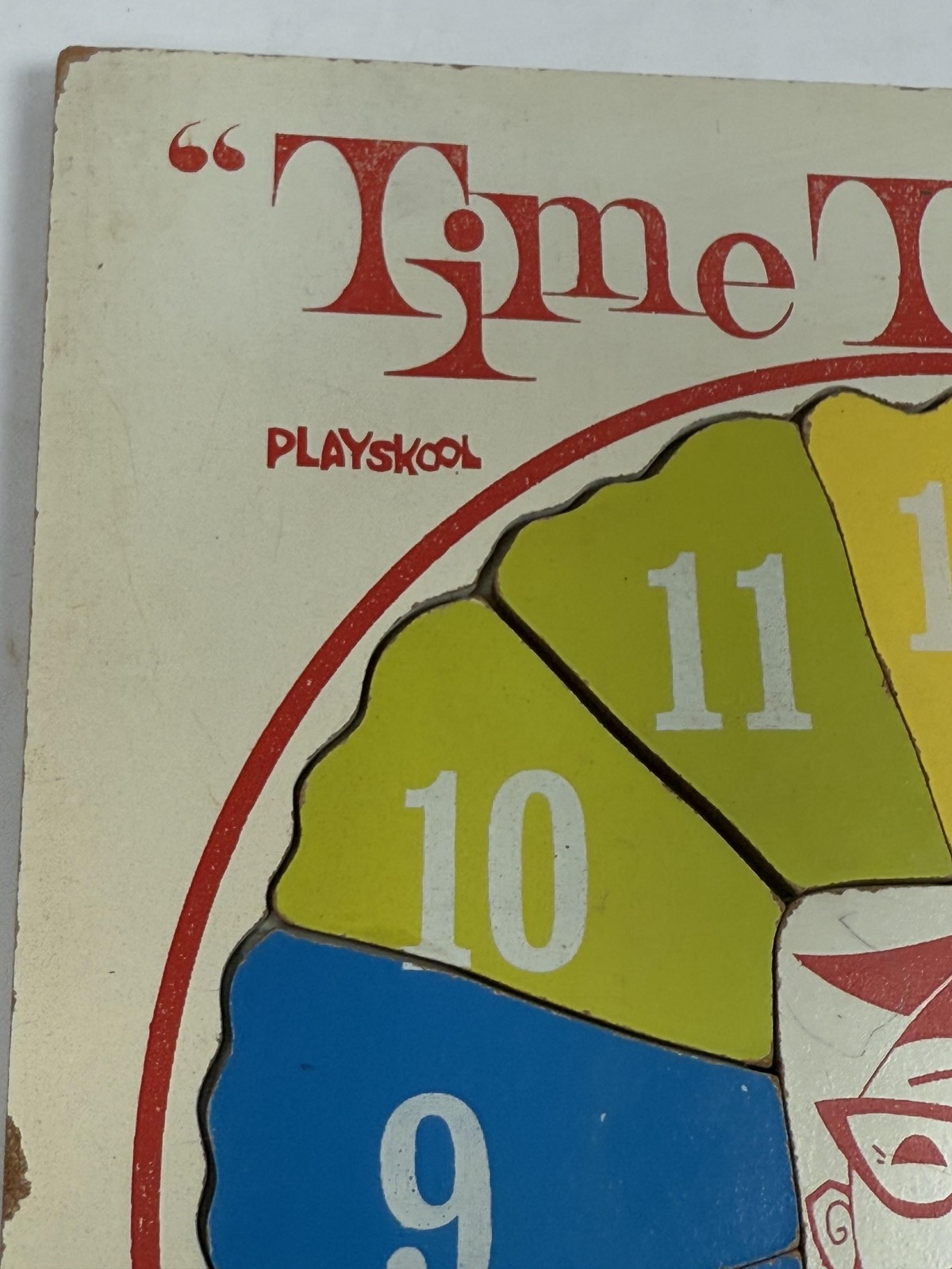 Vintage Playskool Time Teacher Wooden Clock Puzzle Educational Toy Kids Colors