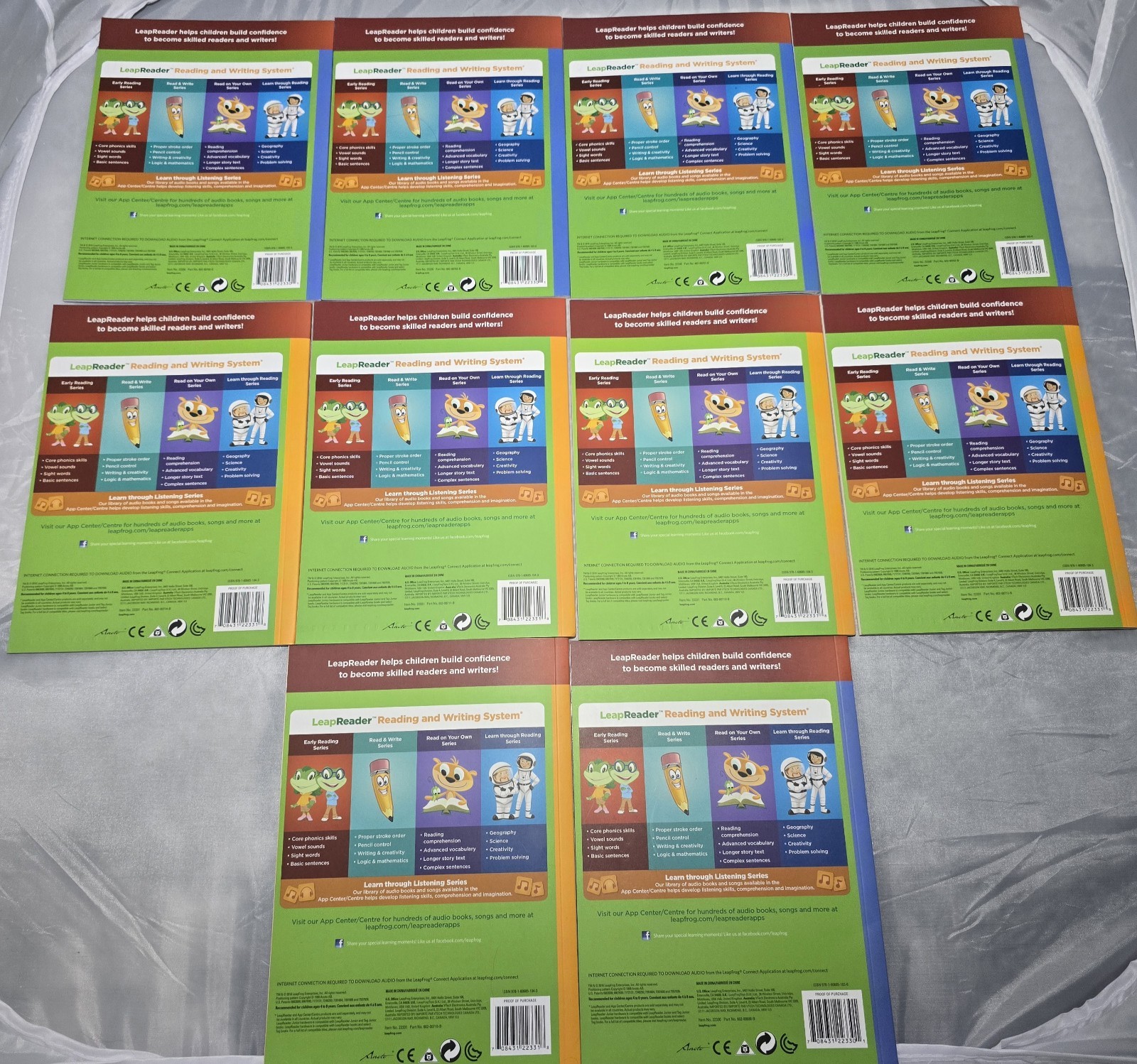 Leap Frog LeapReader Lot of 10 Books Early Reading Series Excellent Condition