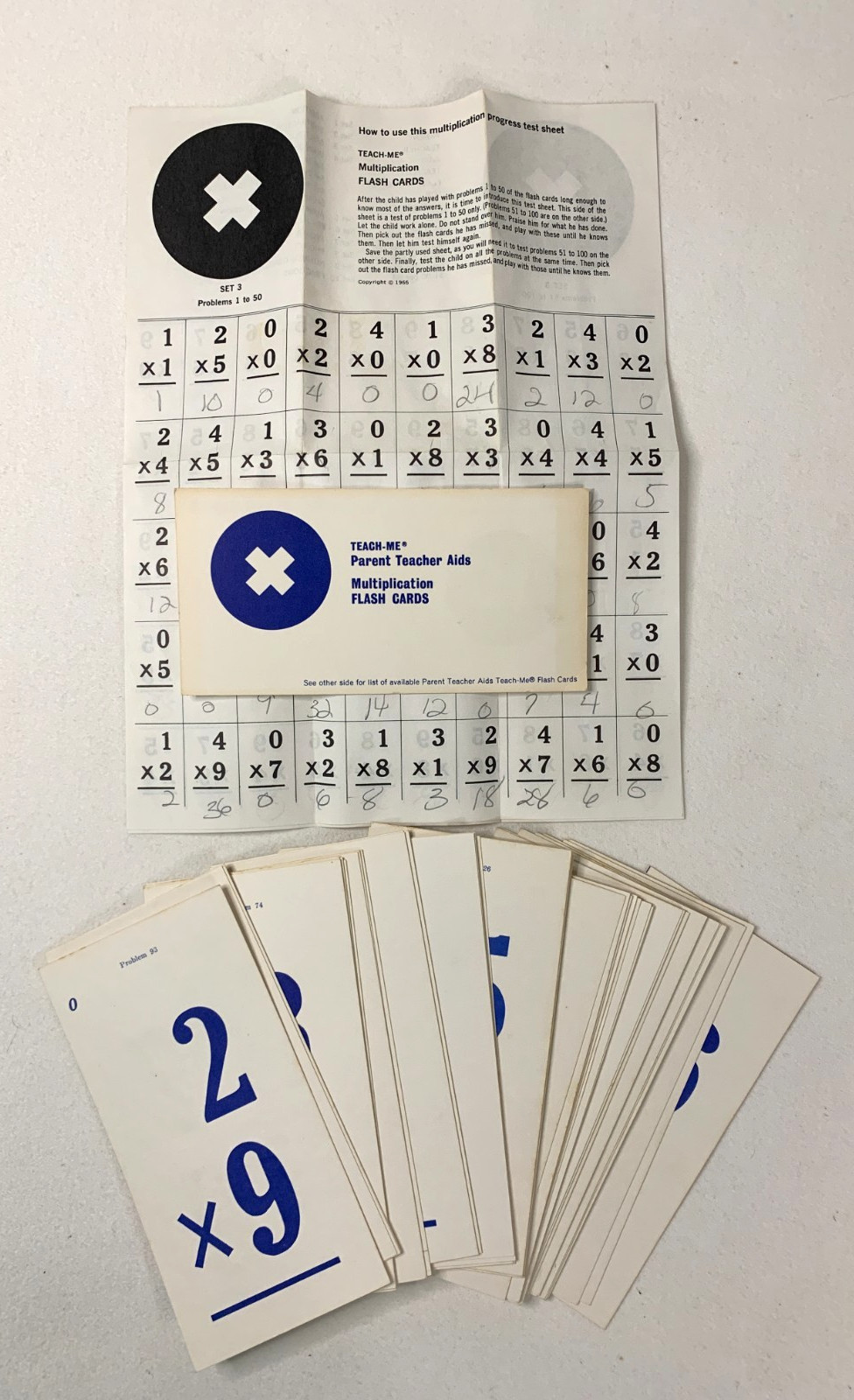 Vtg Multiplication Flash Cards Ed-U-Cards No Slider & Teach Me School Set of 2