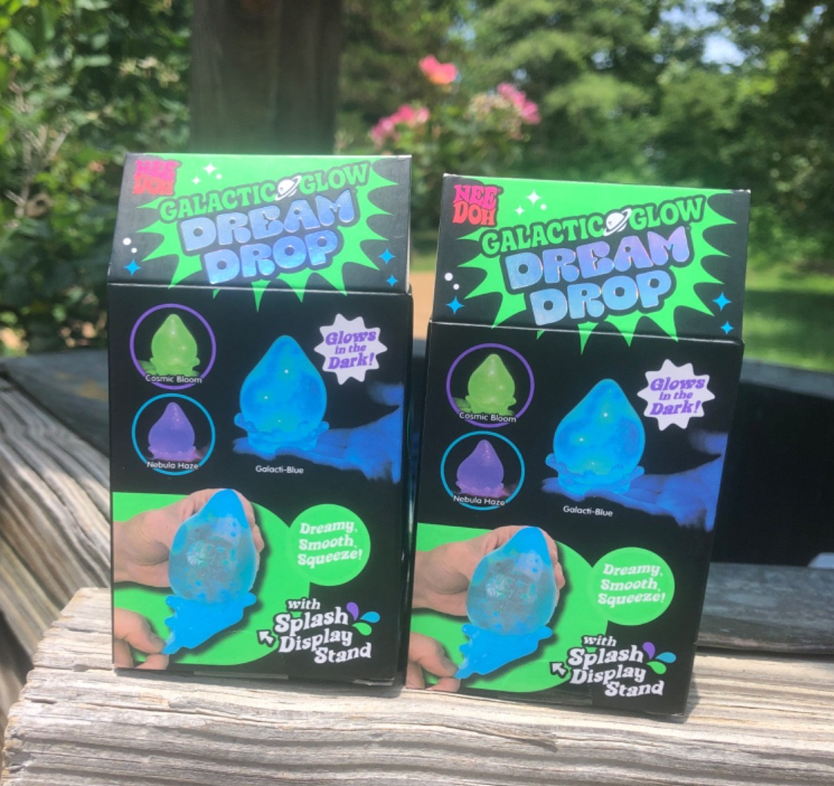•AUTHENTIC• Two Galactic Glow Dream Drop NeeDoh’s By Shylling Green & Blue
