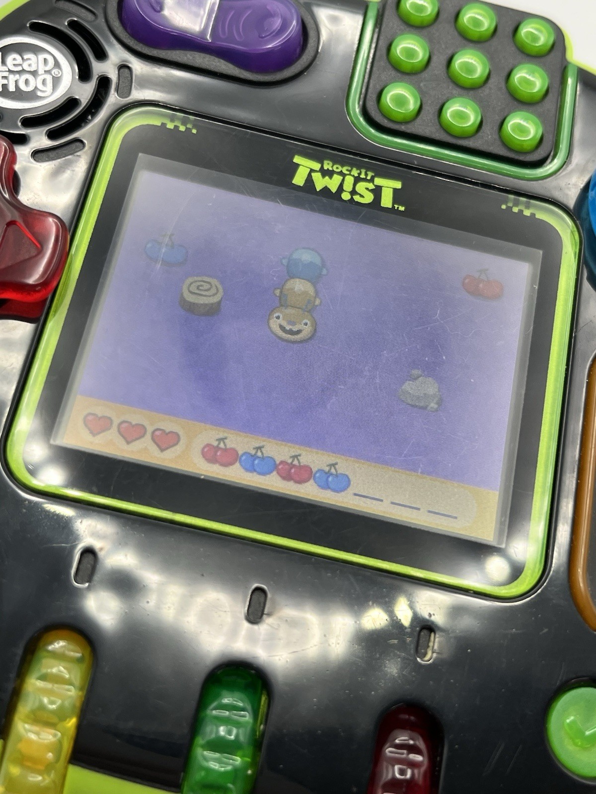 LeapFrog RockIt Twist Handheld Learning Game System Green Tested Works Ages 4-8