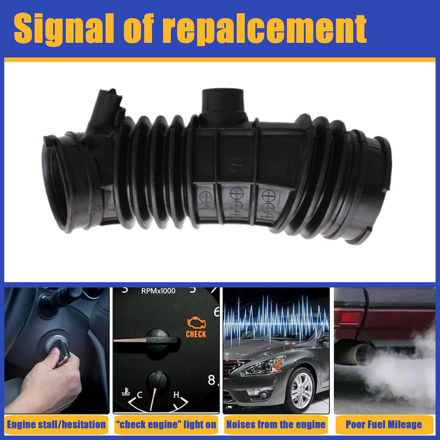 Air Intake Hose Tube for 2013-2017 Honda Accord 2.4L Replacement Part
