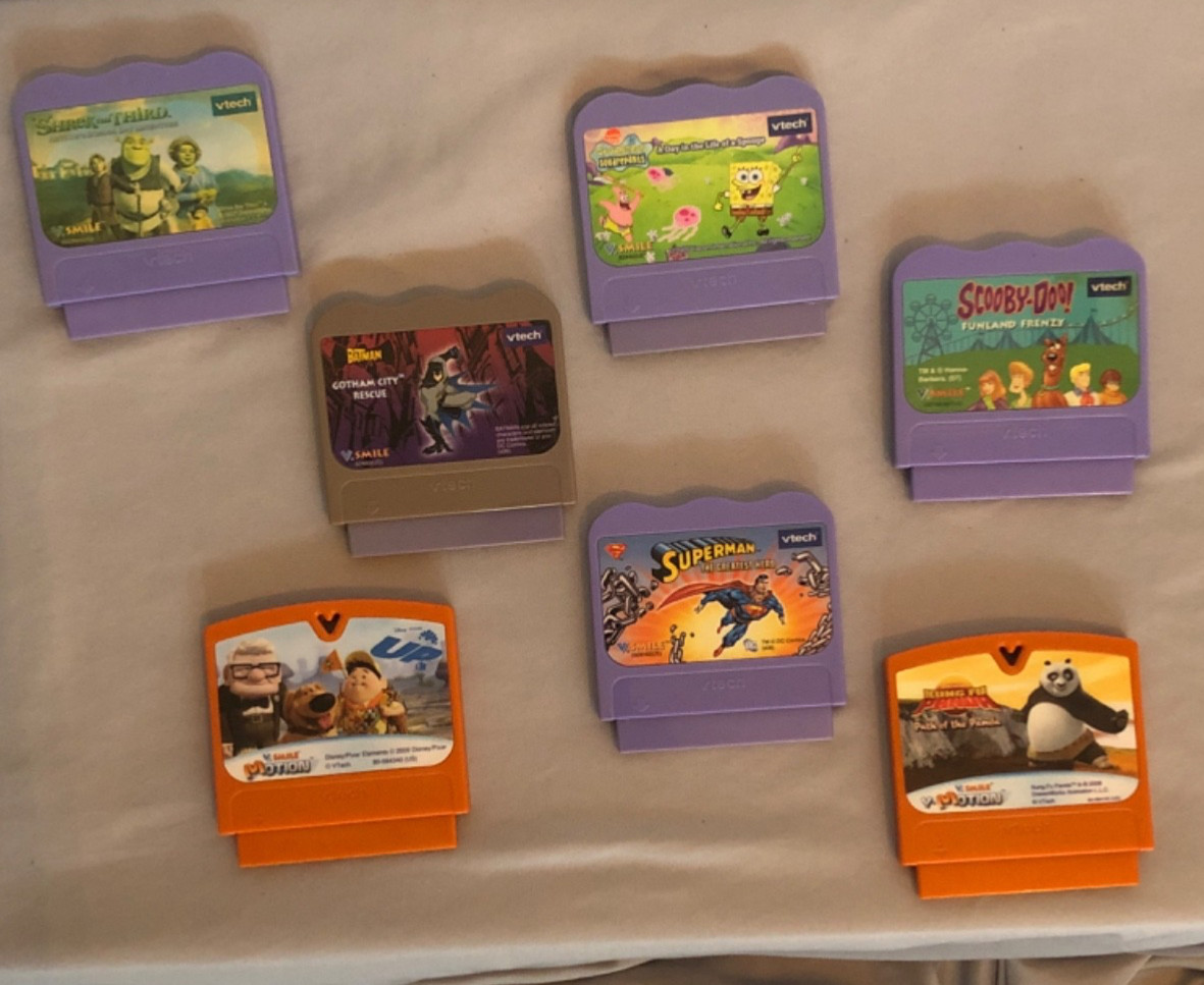 VTech V.Smile Games Lot Batman Superman Scooby SpongeBob Shrek TESTED