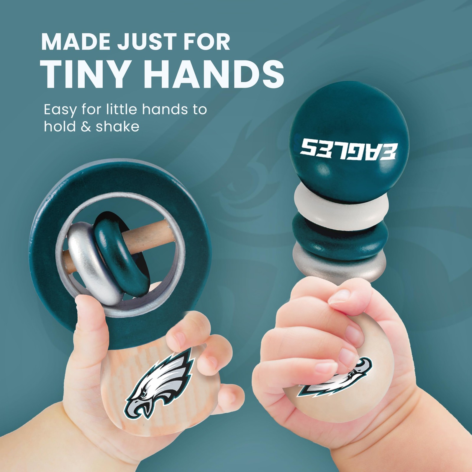 Baby Fanatic Wood Rattle 2 Pack – NFL Pittsburgh Steelers – Small, Black