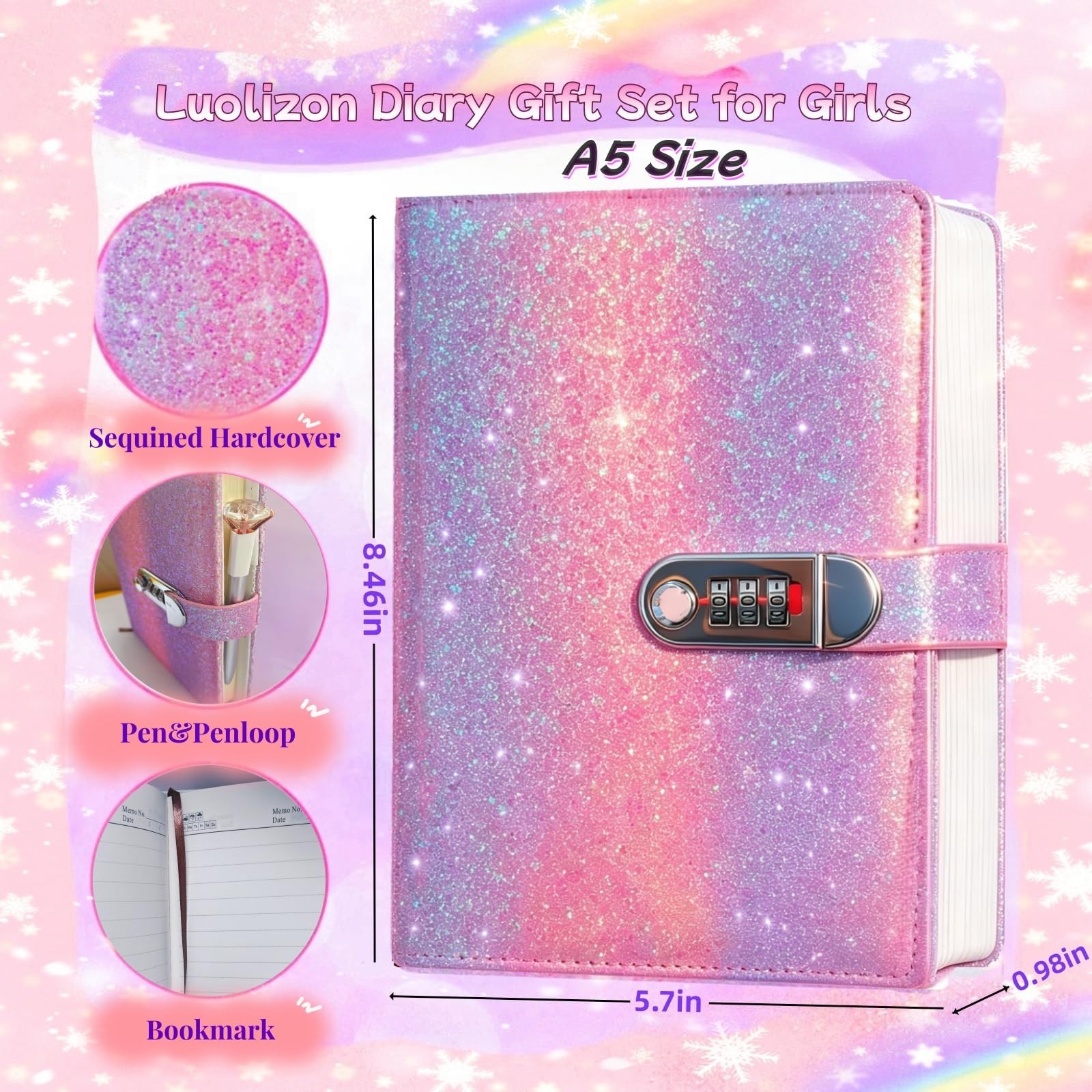 Diary with Lock for Girls,A5 PU Leather Locked Journal for 8-12 Teenager | di…