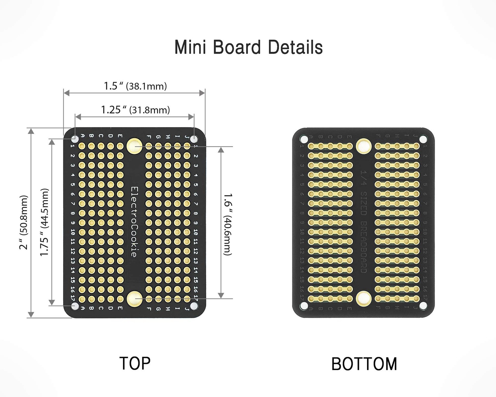 Solderable Breadboard Prototype PCB for Electronics Project Board Black