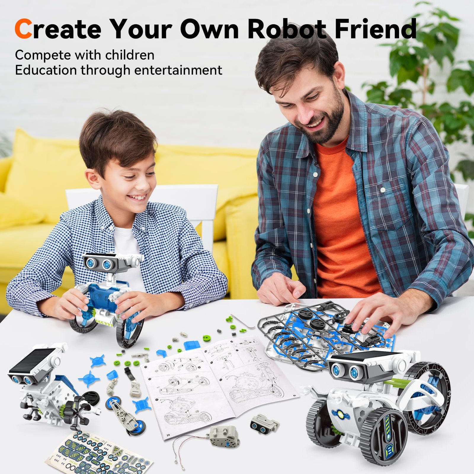 Jiakora 12-in-1 STEM Robot Kit Toys for Kids 8-12 9 x 11 x 3 inches, White