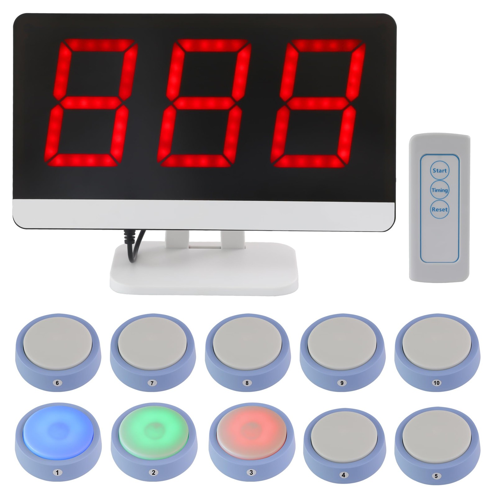 Wireless Quiz Answer Game Buzzer System 262ft Range 10 Buttons Set