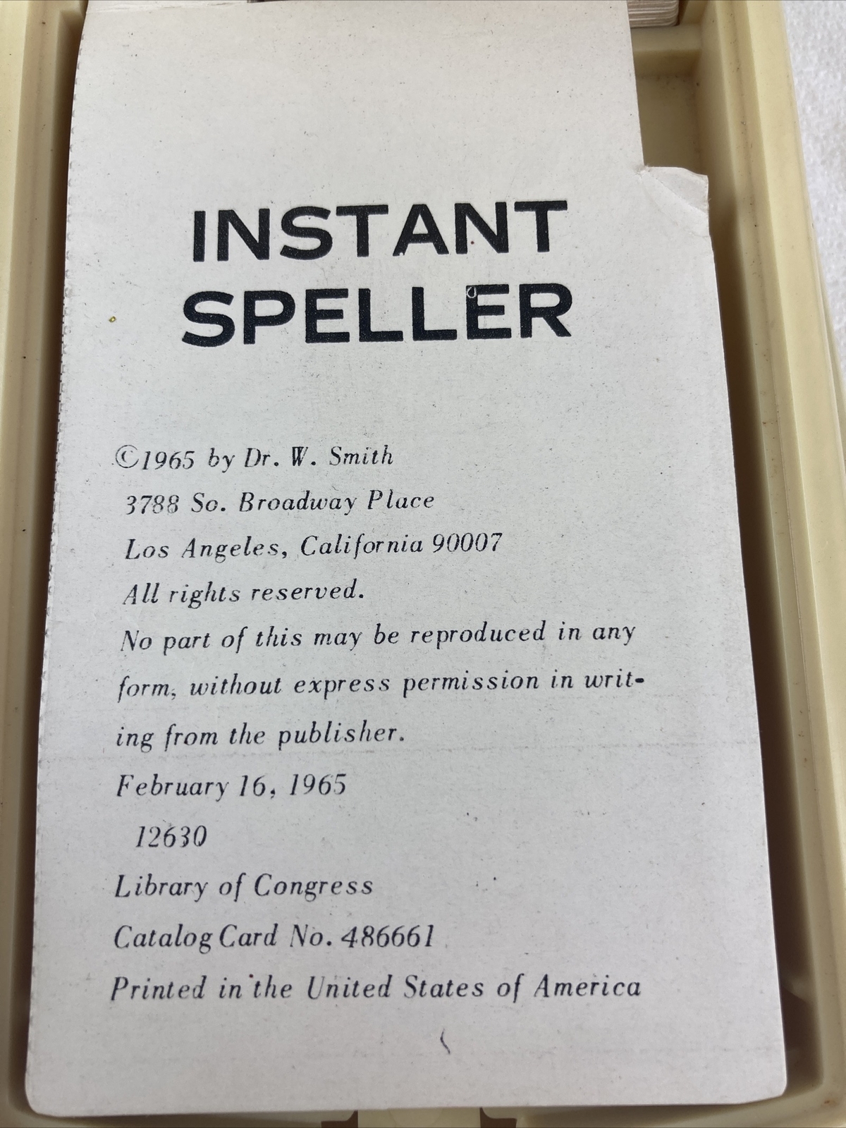 Vintage 1967 In’stant Spel’ler Word Reference