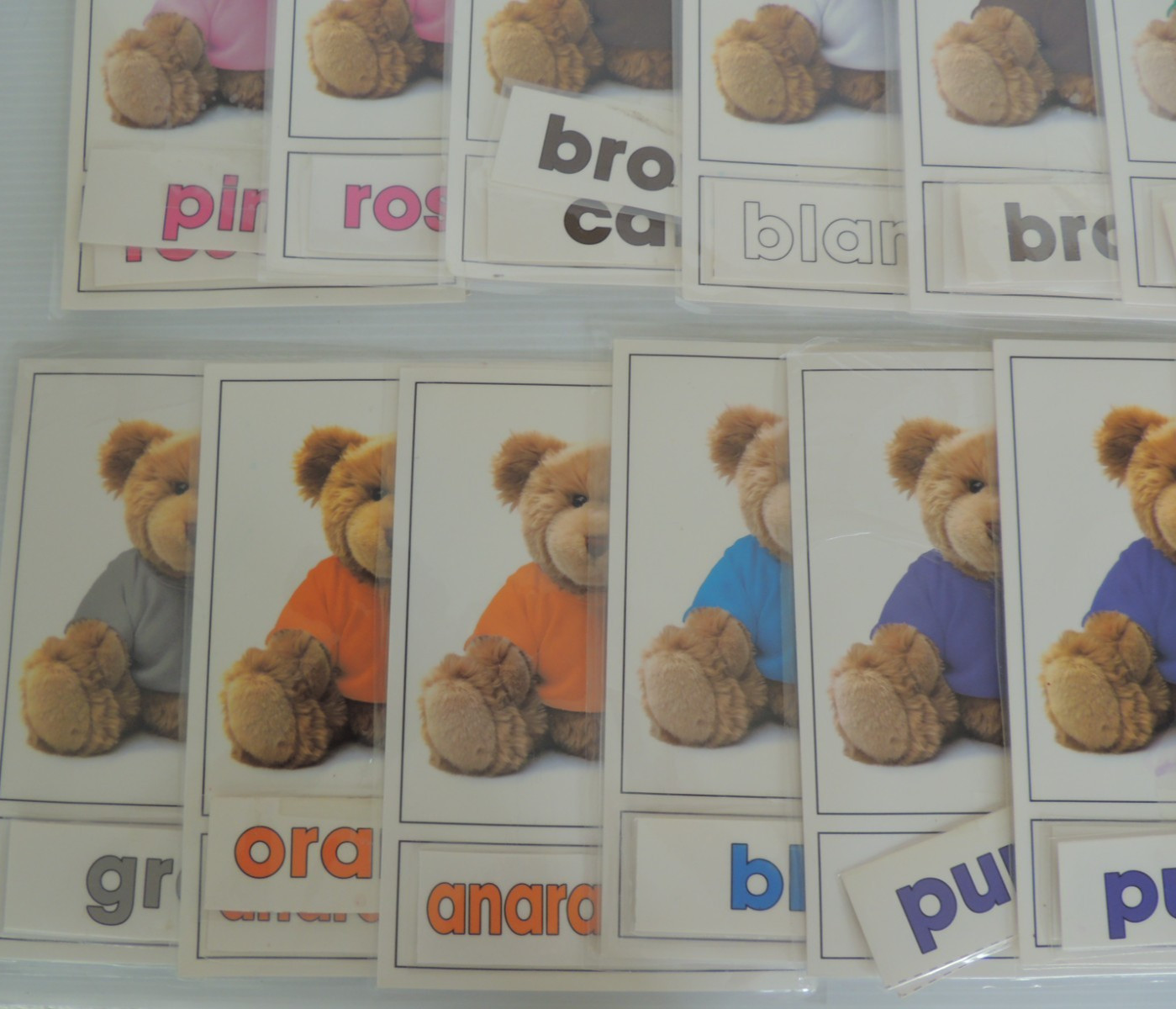 English & Spanish teddy bear Colors large 6 x 8-inch 19 pc