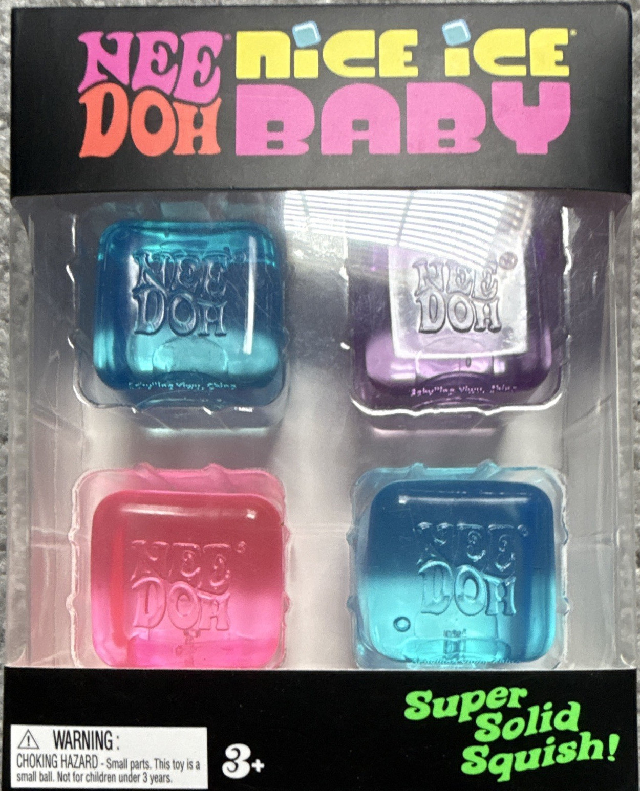 Schylling Nee Doh Nice Ice Baby Super Solid Squish 4 Pack Ages 3+ 25297NAB