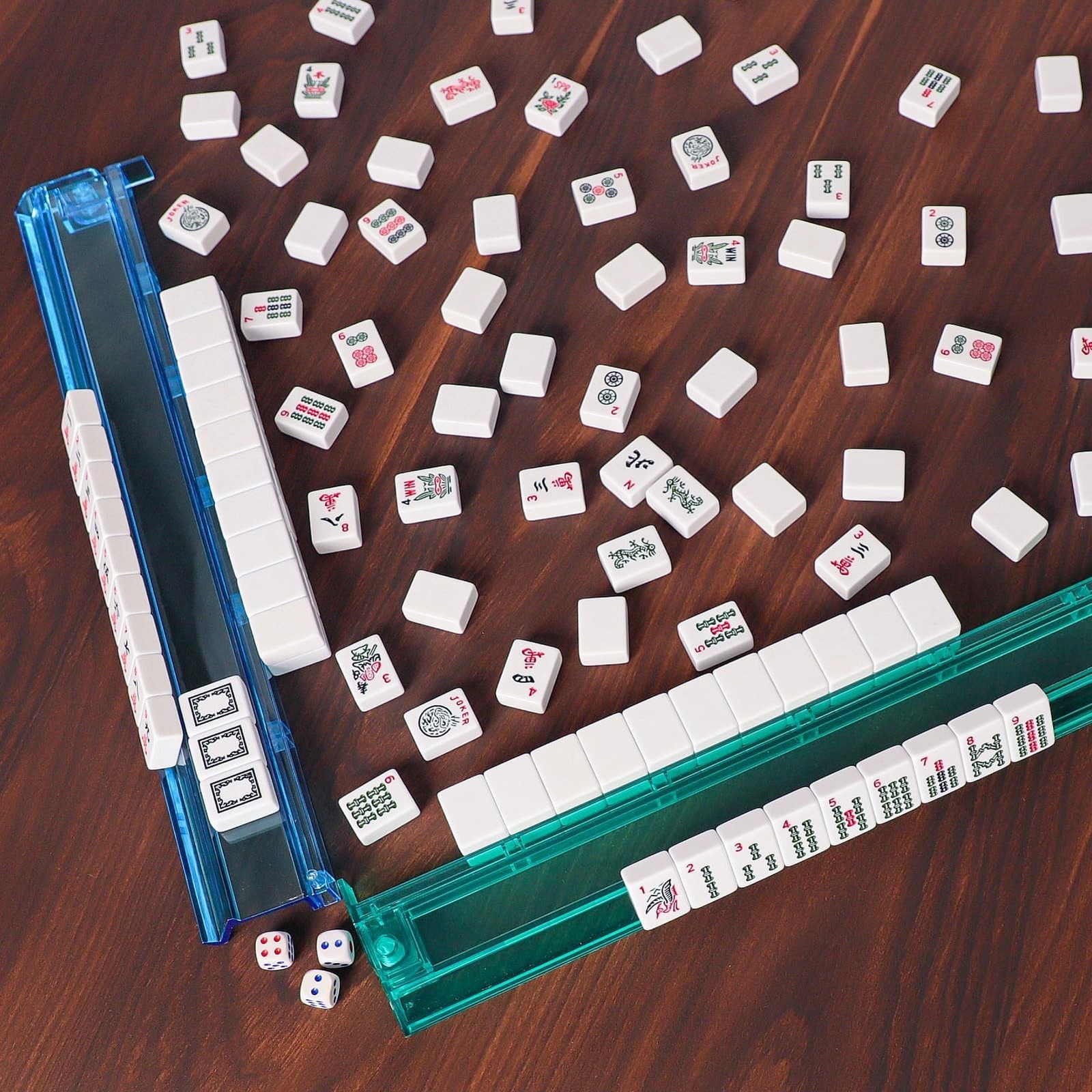 ZGME American Mahjong Set,166 White Tiles with Blue Rectangular Bag and Acces…