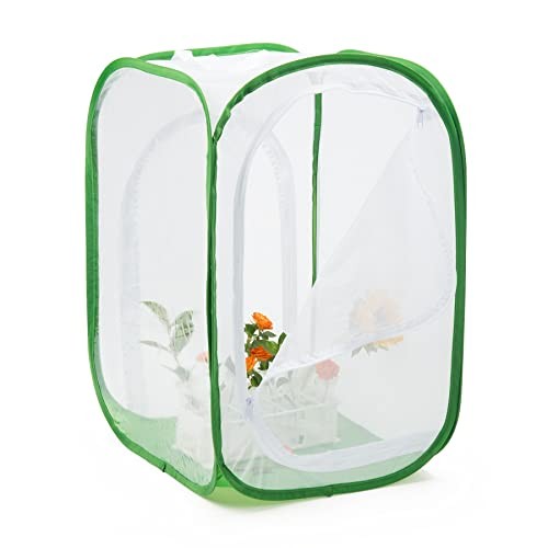 RESTCLOUD Butterfly Habitat Cage, Pop-up Insect Mesh Enclosure, 15.7×15.7×24 Inc