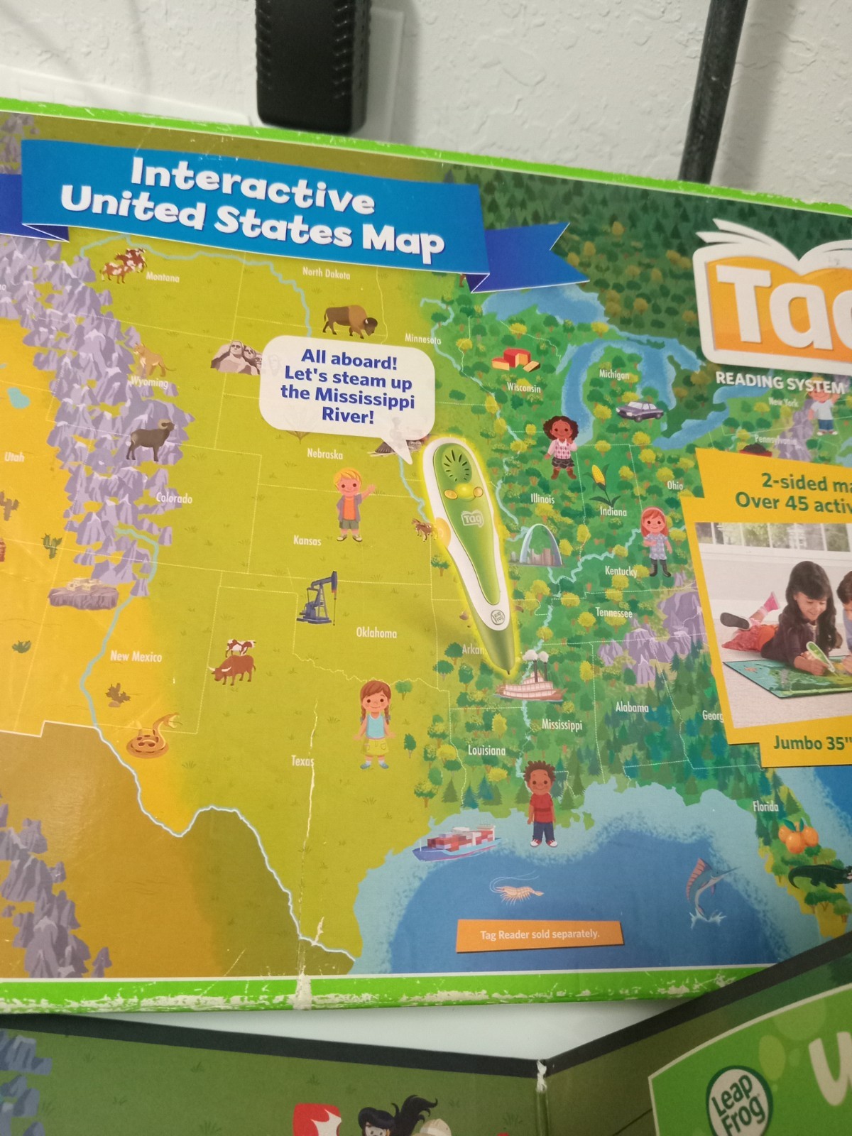 LeapFrog Tag Reading System Bundle- 2 Pens-Case- 4 Books – Map-cables-car Charge