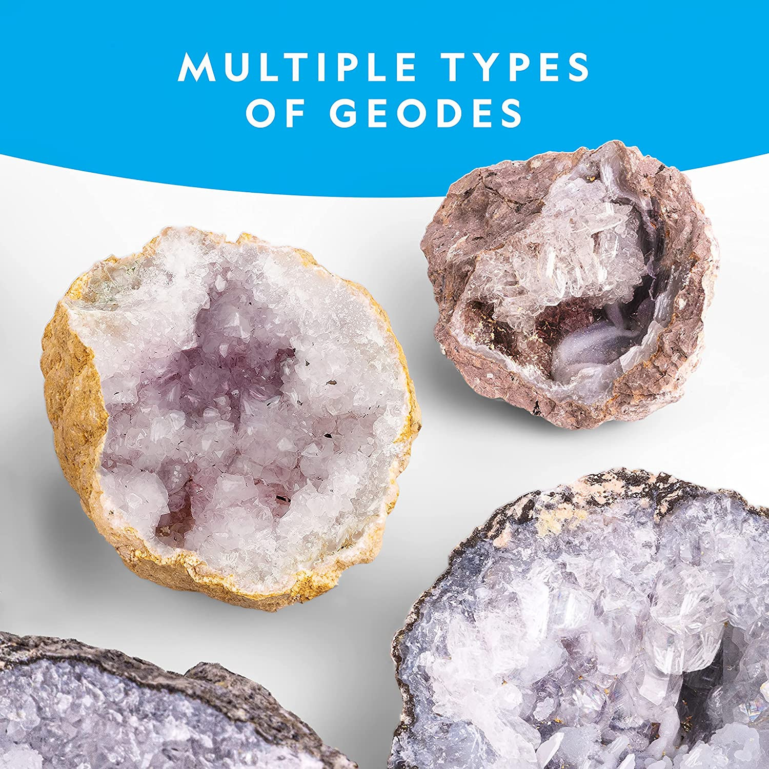 Science Gifts for Kids Boys Girls Crack Open Geodes Kit Nat Geo Geology 4 Pack