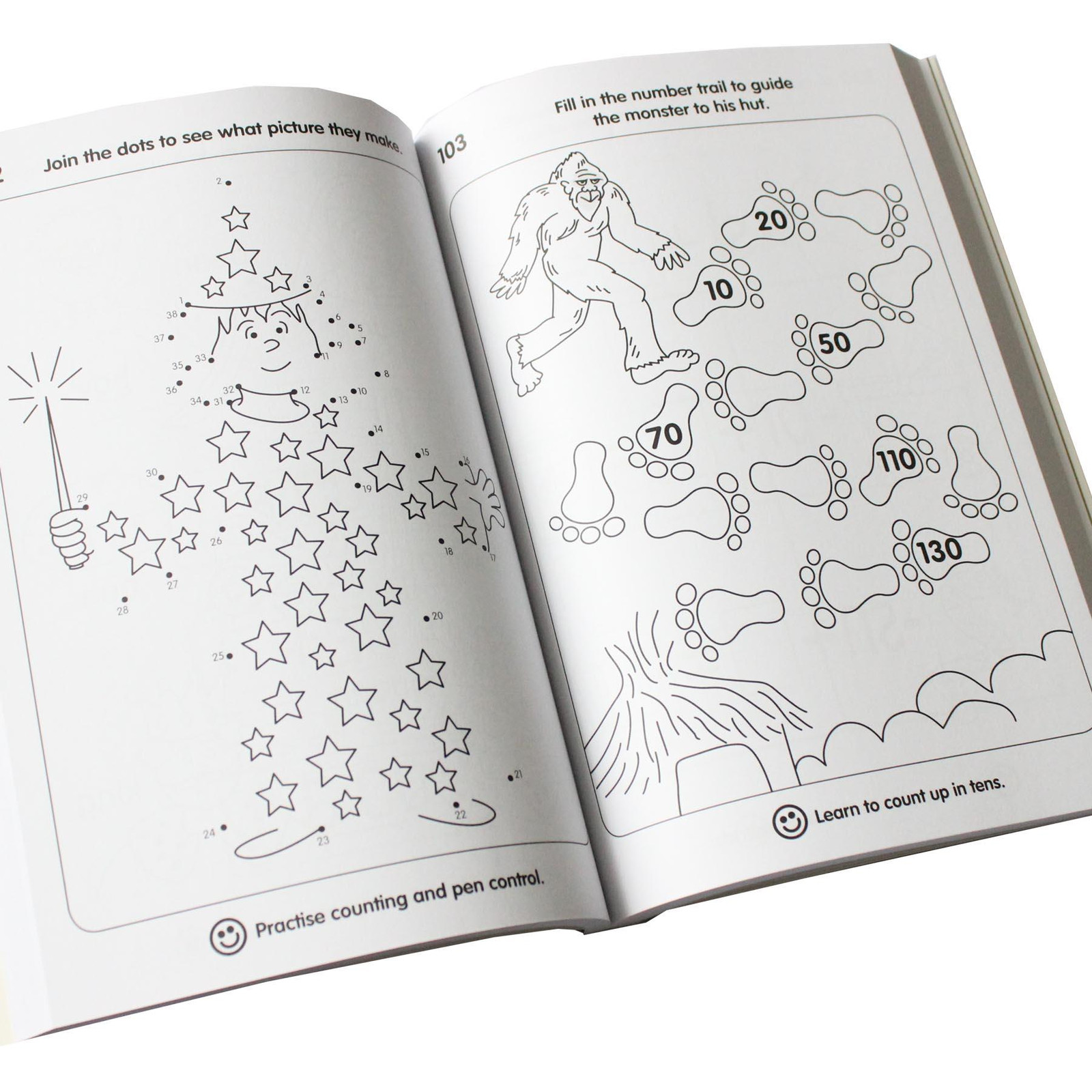 Reading Writing Sums Workbook with Gold Stars Stickers Age 4-6 Years