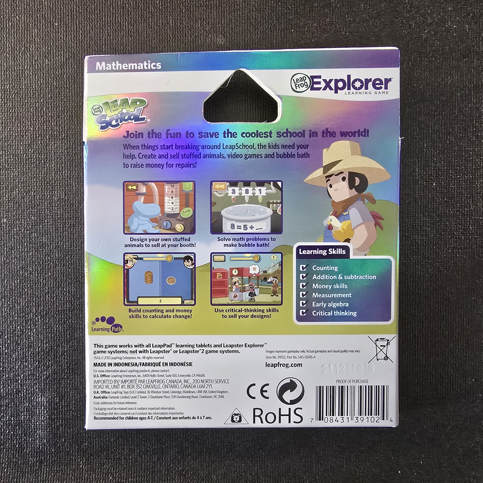 LeapFrog LeapSchool Math Explorer Learning Game Pre-K 1st Grade Ages 4-7 Years
