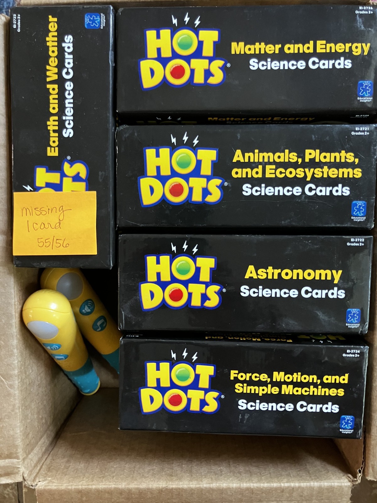 Hot Dots Science Cards Lot of 5 Complete Sets + 2 Interactive Pens Grades 2+