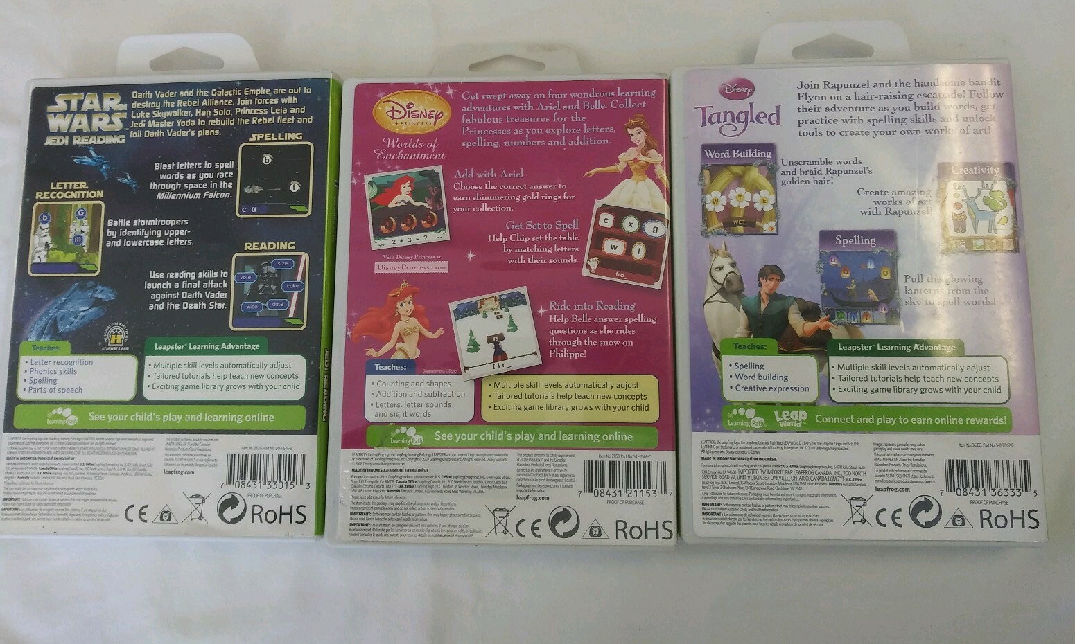 Lot of 3 Games Stars Wars, World of Enchantment and Tangled. Preown