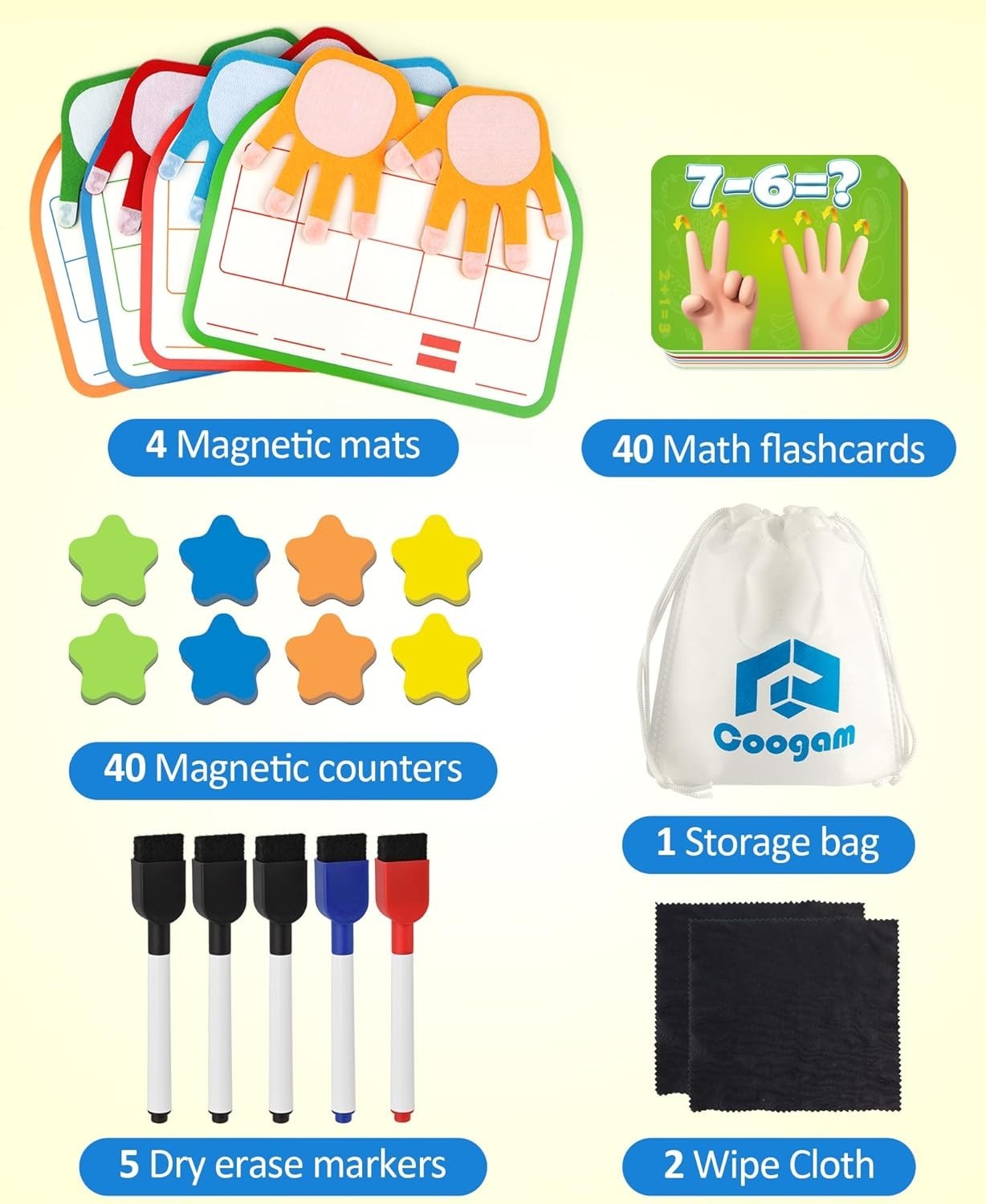 Montessori Math Manipulatives Number Counting Block, Magnetic Ten Frame Addit…